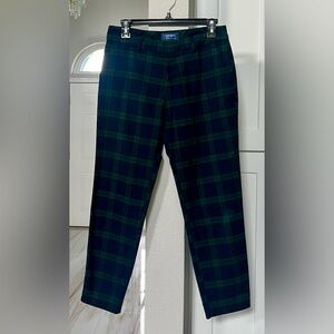 Old Navy Women’s Green Plaid Mid--Rise Trousers Pants Size 2